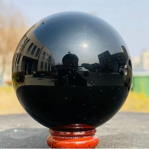 60mm Natural Black Obsidian Sphere Crystal 60mm Natural Black Obsidian Sphere Crystal Ball Healing Stone + Free Stand Ball Healing Stone + F