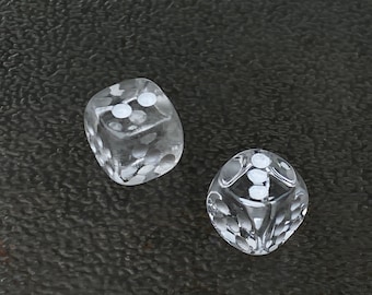 Clear Quartz Dice Pair: Semiprecious Gemstone Lucky Charm
