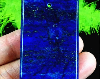 Natural Lapis Lazuli semiprecious gemstone crystal blue drilled pendant focal bead