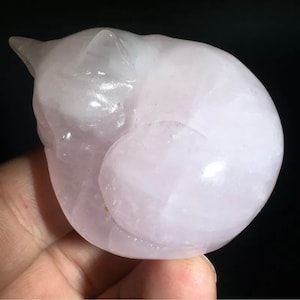 Natural Rose Quartz Kitty Cat gemstone crystal semiprecious-reiki, healing
