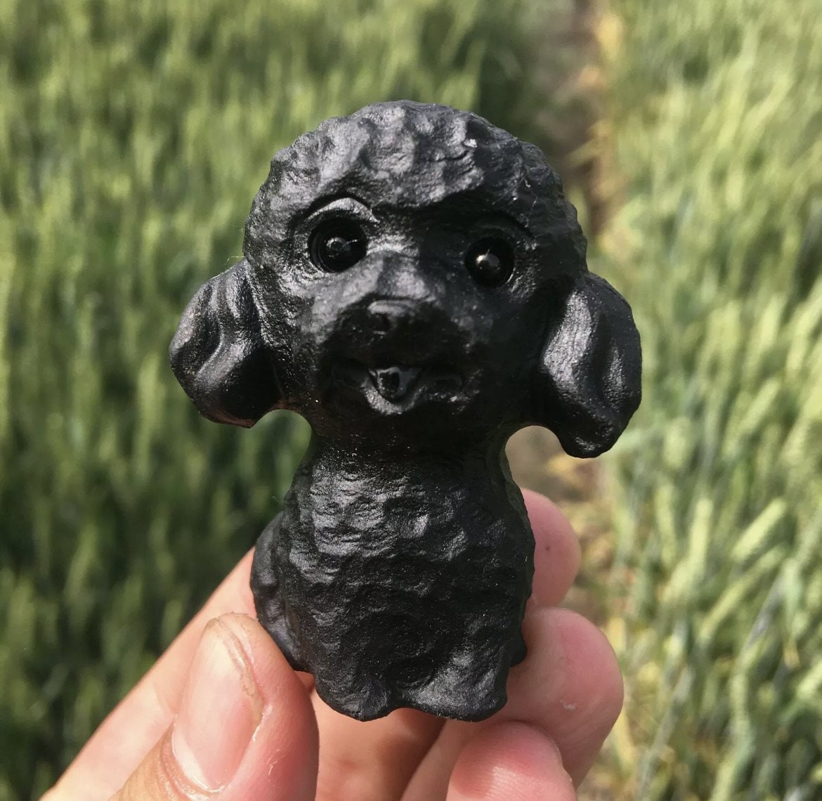 Obsidian Black Dog Figurine - Etsy