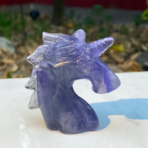 Beautiful 2.5 inch natural  Purple Fluorite unicorn crystals gemstone