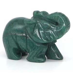 Green Aventurine Elephant Figurine: Carved Crystal Stone Decor
