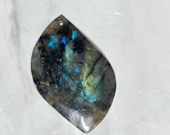 Natural drilled blue labradorite leaf shape  pendant focal bead, semiprecious, gemstone, crystal