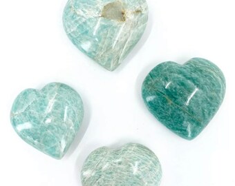 Amazonite Puffy Heart: Natural Reiki Healing Crystal (2 Inch)
