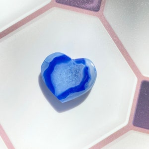 Natural blue agate Heart Cabochon for gemstone jewelry making, crystal, semiprecious—reiki healing