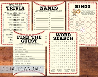 Baseball Baby Shower 5 Games Printable