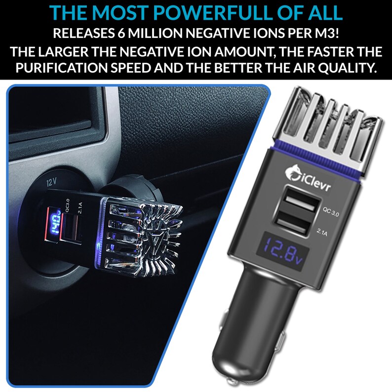 Car Air Purifier Ionizer Plugin Car Ionizer Dual USB Fast Etsy