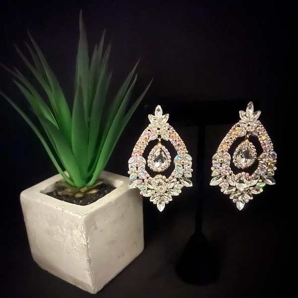 Diamond Chandelier Earrings / Fancy Earrings / Dressy earrings / Wedding Earrings / Quinceanera Earrings / Gorgeous earrings /Prom Earrings