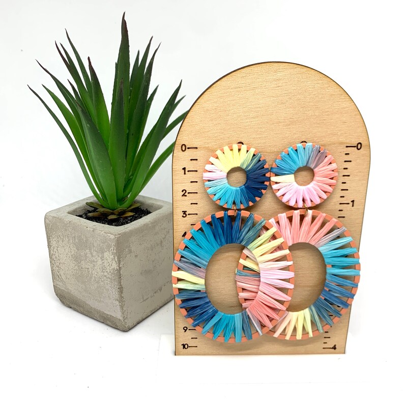 Pastel Watercolor Raffia Leaf Earrings / Beautiful Drop Pastel Rainbow