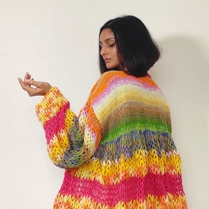 Hand knit 'Boulevard of Dreams' chunky, multicolored, oversized pullover image 2