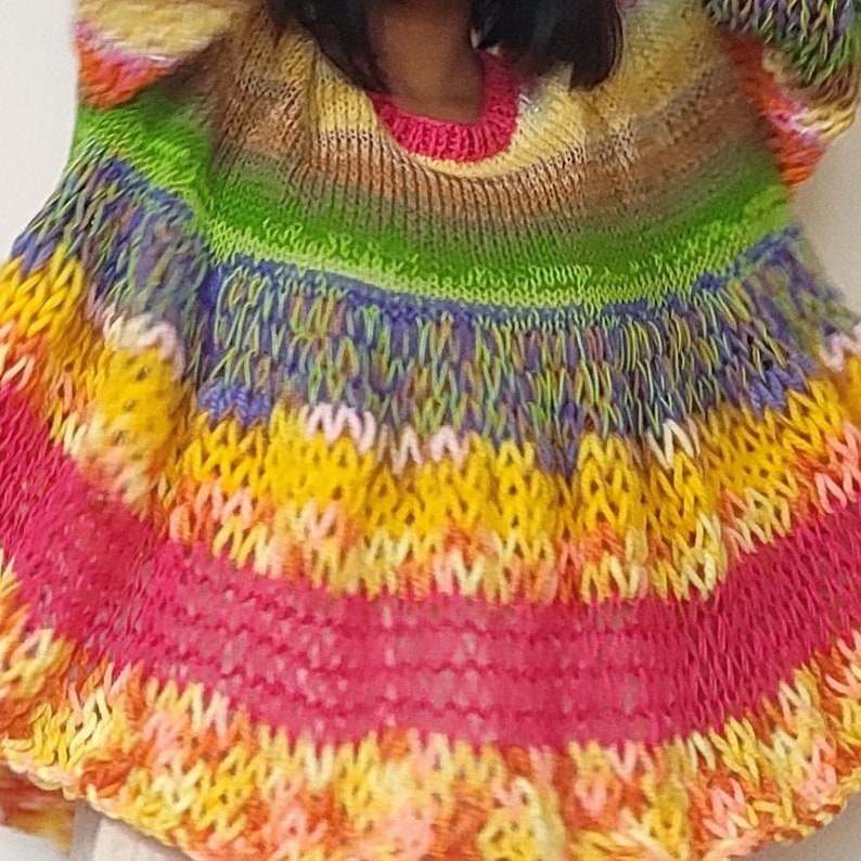 Hand knit 'Boulevard of Dreams' chunky, multicolored, oversized pullover image 9