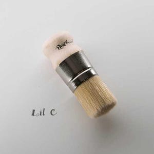 May include: A small, wooden-handled paint brush with a silver ferrule and natural bristles. The brush is labeled "Paint Pixie" and is called "Lil C".