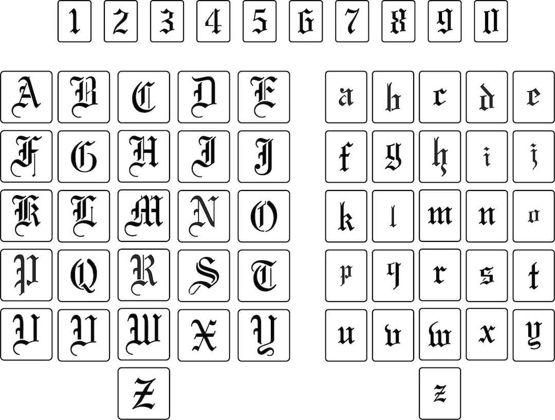 Old World Font- JRV Stencils (uppercase, Lowercase, Numbers) - Etsy