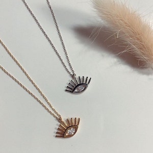 EYElash evil eye necklace