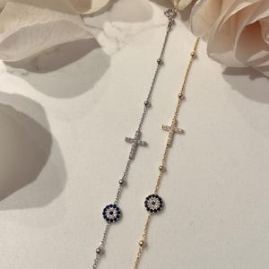 Evil eye and cross bracelet