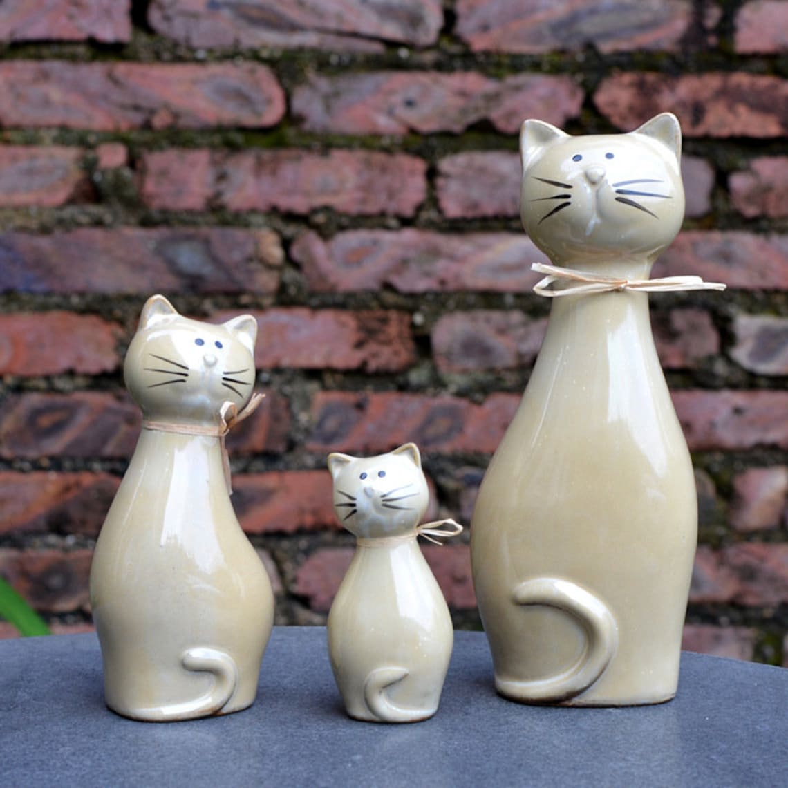 Keramik schöne Hochzeit Katze Set / Keramik Tiere / Garten Etsy