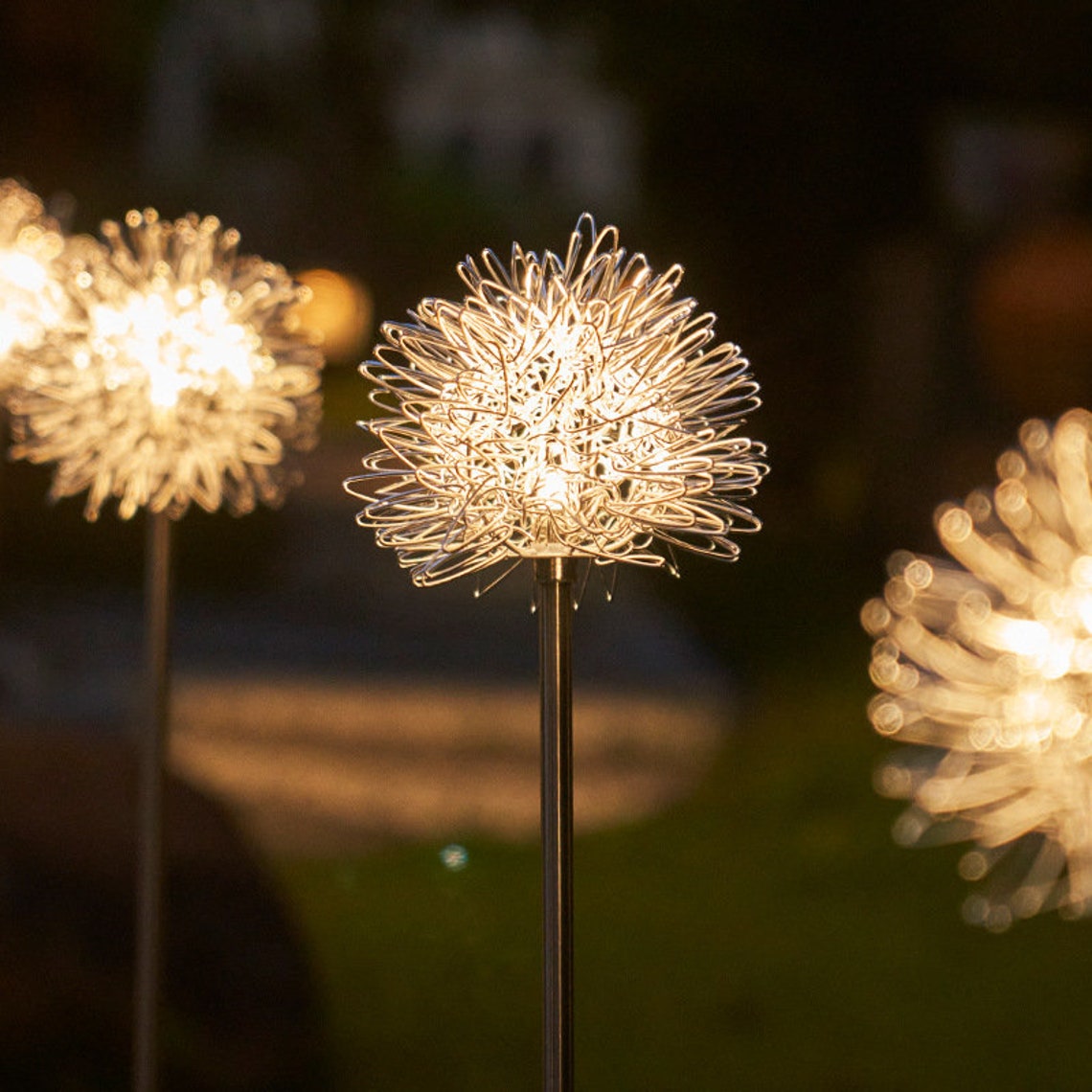 Solar Outdoor Garden Lights Dandelion Glowing Round Ball Etsy
