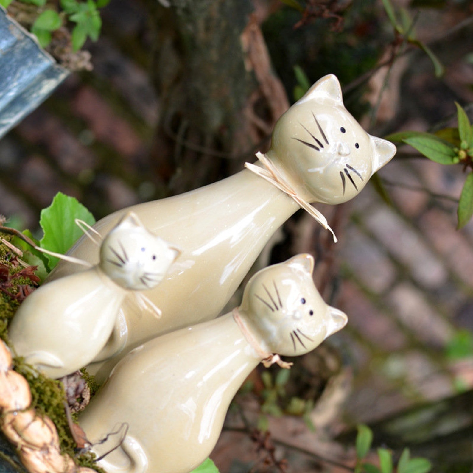 Keramik schöne Hochzeit Katze Set / Keramik Tiere / Garten Etsy
