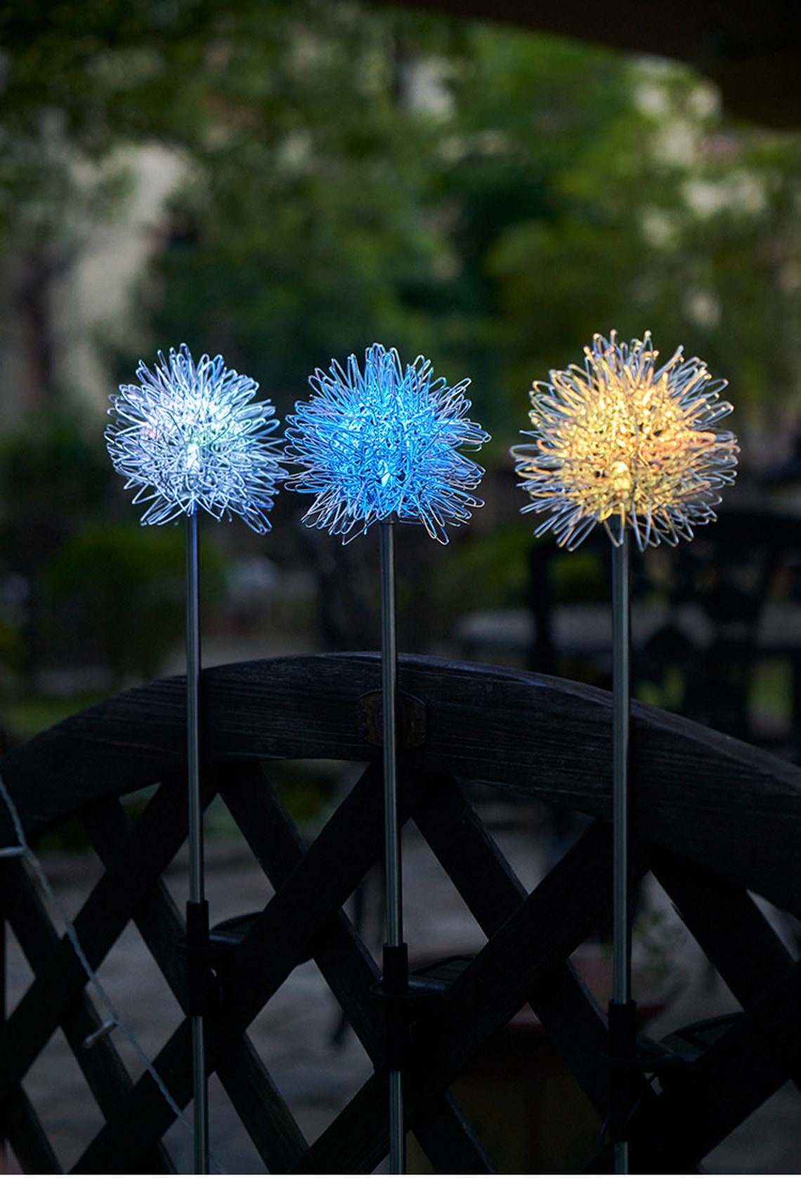 Solar Outdoor Garden Lights Dandelion Glowing Round Ball Etsy