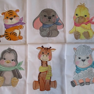 Embroidered Quilt Blocks Baby Quilt Blocks Quilt Squares  Quilt Blocks Quilt block set of 6 Quilt block set Baby Animal Blocks