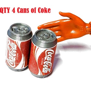 Mini Doll 1/6 Food Beverage Can of Soda (Coke) (QTY 4)
