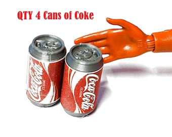 Mini Doll 1/6 Food Beverage Can of Soda (Coke) (QTY 4)