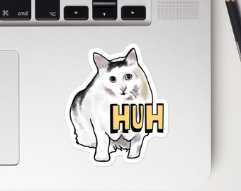 Huh Cat Meme Sticker: Funny Vinyl Decal