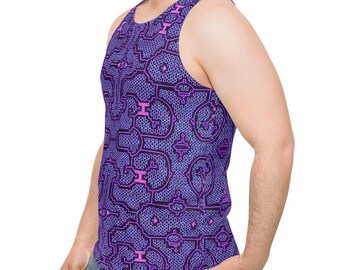 Psytrance Shipibo Tribal Print Tank Top – Festival Rave Boho Sleeveless Shirt