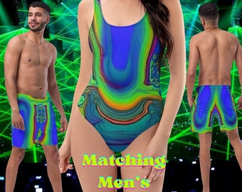 Psychedelic One-Piece Swimsuit: Acid Festival Swimwear