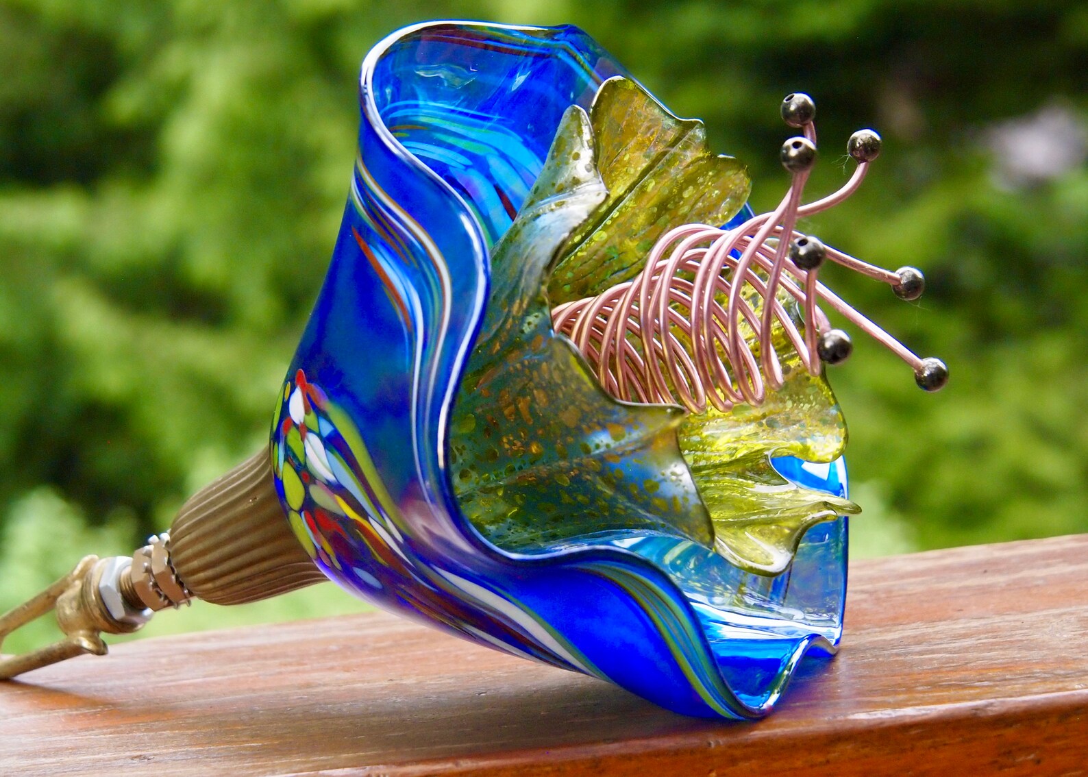 Vintage Glass Flower garden art upcycled art blown glass Etsy