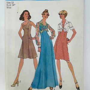 Vintage 1970&#39;s Dress Pattern Simplicity 6761 Size 12 Bust 34&quot;