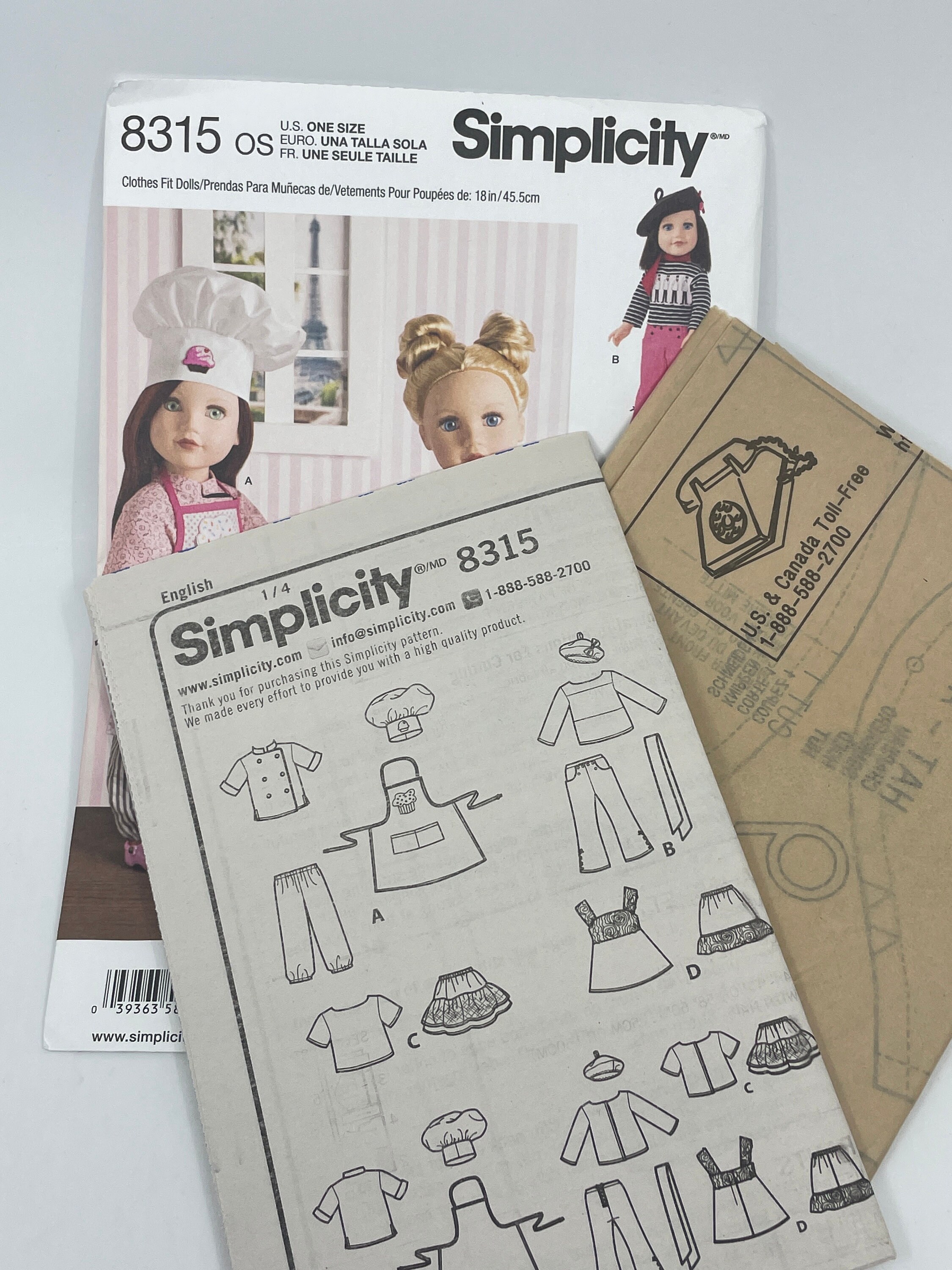 18” Doll Clothescareer & Travel Outfits Pattern Simplicity 8315 UNCUT ...
