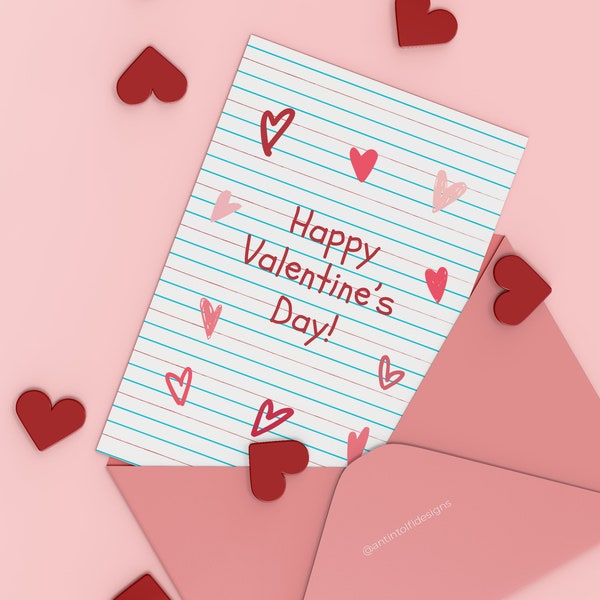 Happy Valentine's Day Card | Vday Card | Printable | Editable | Greeting Card | Canva | Teacher | School | Student