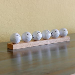 Golf Ball Display Stand Oak Wood – Choose Custon Ball Length | Shelf Display for Golfer Home and Office | Golf Gift for Event