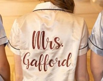 Wedding Day Satin Matching Pajamas Sets| Bridesmaid Gift, Bride Getting Ready Outfit, Bridesmaid Proposal, Bridal Pajamas