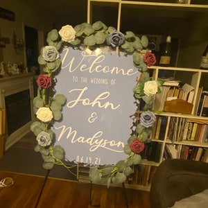Wedding Welcome Sign| Painted Acrylic Signs for Weddings & Events, Acrylic Signs, Acrylic and Paint Signs, Dusty Blue Welcome Sign