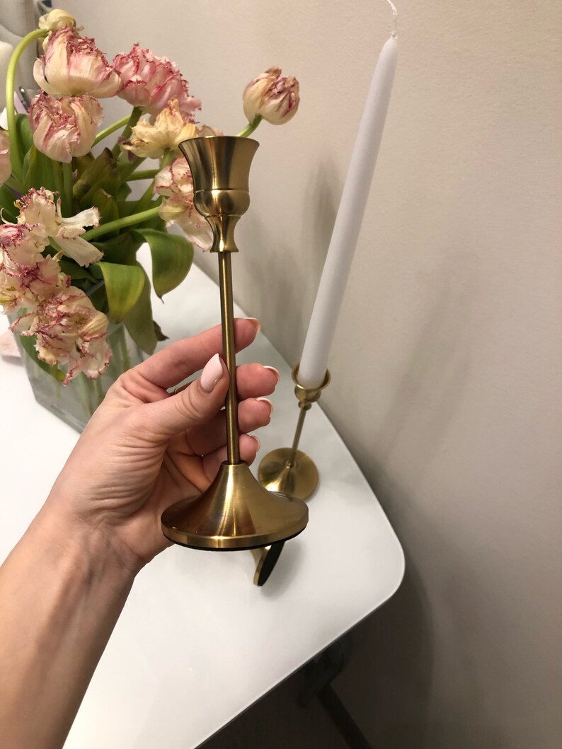 Set of 3 candle holders Retro Bronze Candle Holders Wedding Etsy