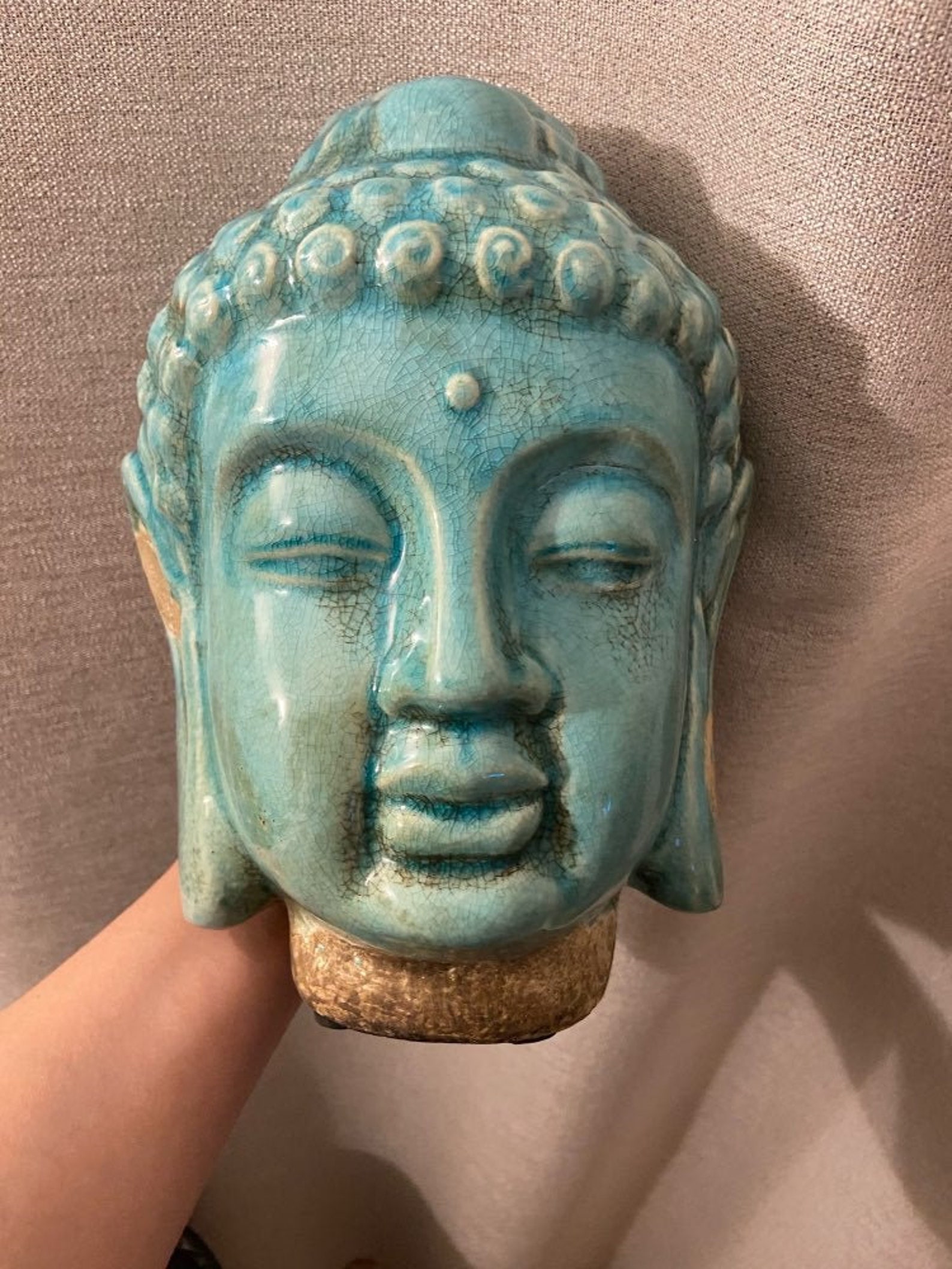 Buddha Head Turquoise Ceramic Buddha Paper Mache Clay Etsy