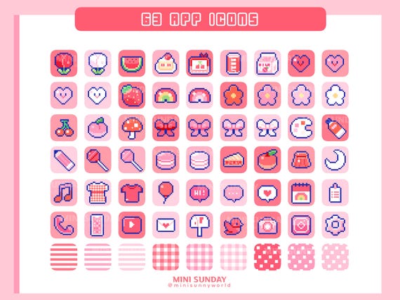 63 アプリアイコンパック / ピンクパーティー / 壁紙とウィジェット