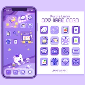 63 App Icon Pack / Purple Lucky / Wallpapers & Widgets / Pixel / iOS App Icons / Android / Home Screen