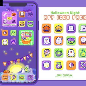 35 App Icon Pack / Halloween Night / Wallpapers & Widgets / Pixel / iOS App Icons / Android / Home Screen