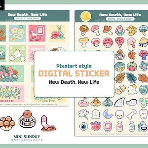 New Death, New Life Digital Stickers / Sticker Sheet / Pixelart Style / Planner Sticker