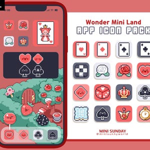 63 App Icon Pack / Wonder Mini Land / Papéis de parede e widgets / Pixel / Ícones de aplicativos iOS / Android / Tela inicial