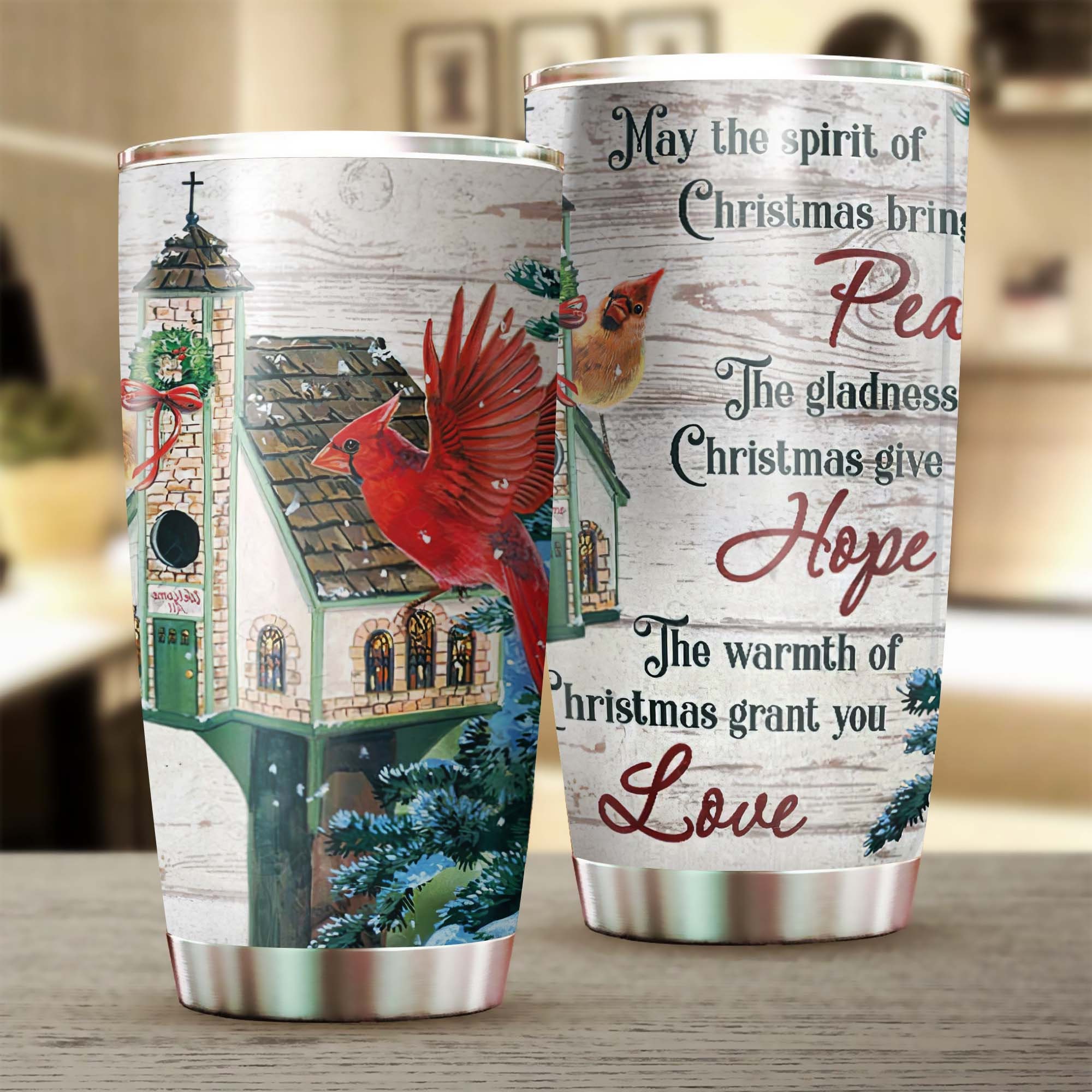 Cardinal Bird Peace Hope Love Christmas Tumbler 20oz
