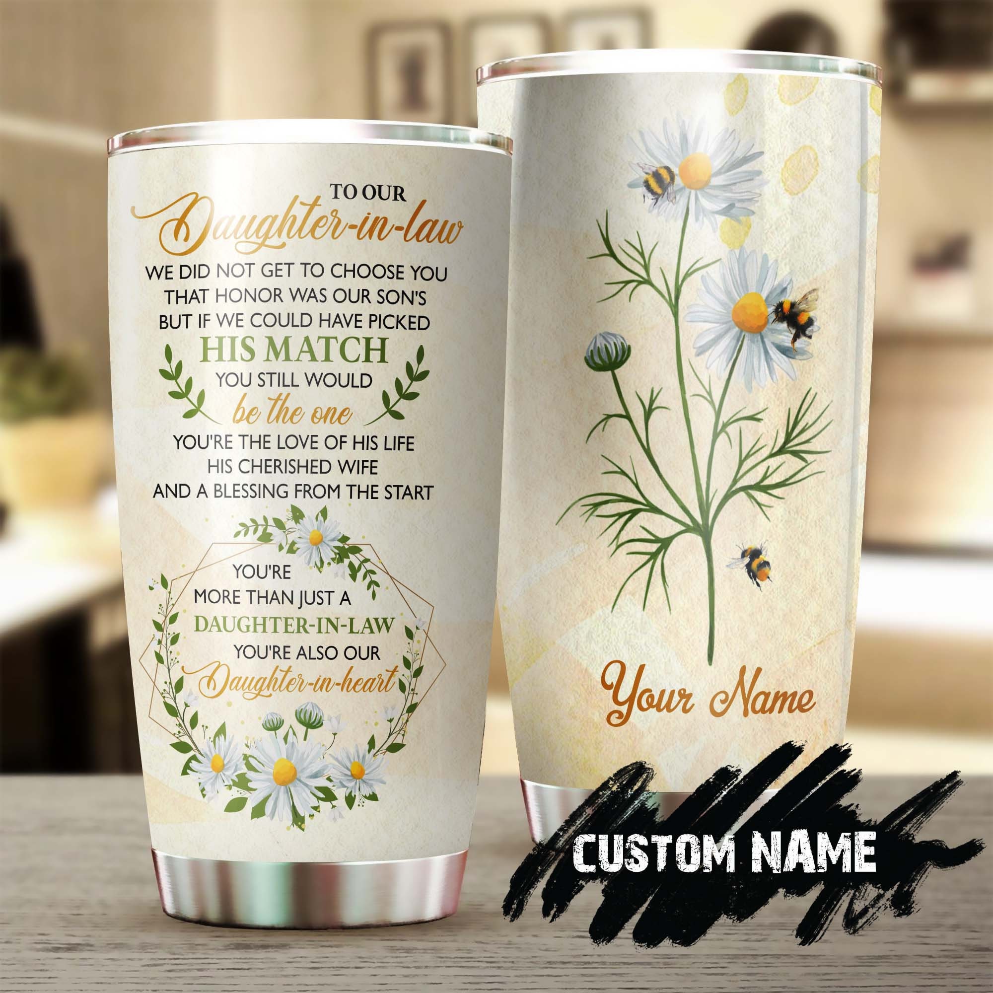 Daughter In Law You Are Daughter In My Heart Daisy Personalized Tumbler 20oz