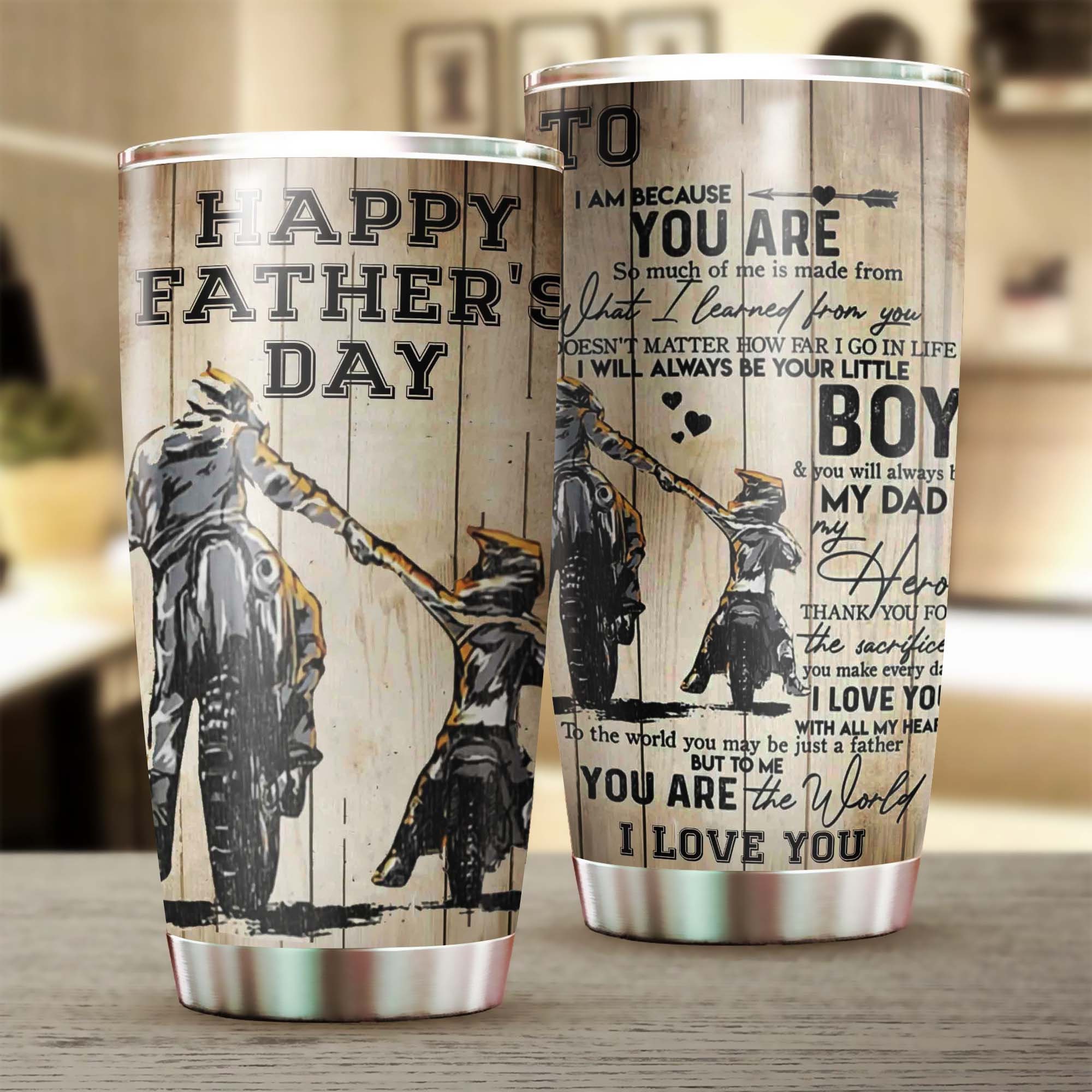 Motorcycle dad Happy Father's day -Birthday Christmas Ringneck Tumbler 20oz