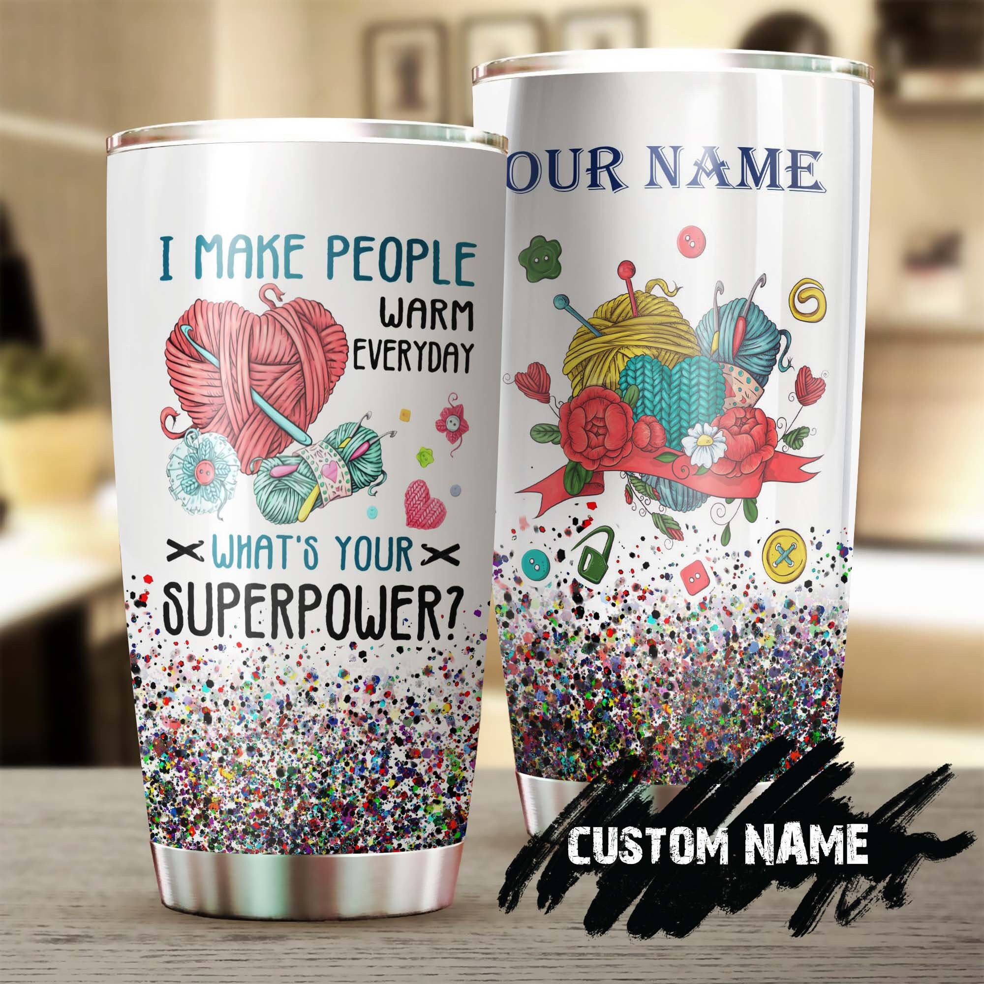 Crochet I Make People Warm Personalized Stainless Steel Ringneck Tumbler 20oz