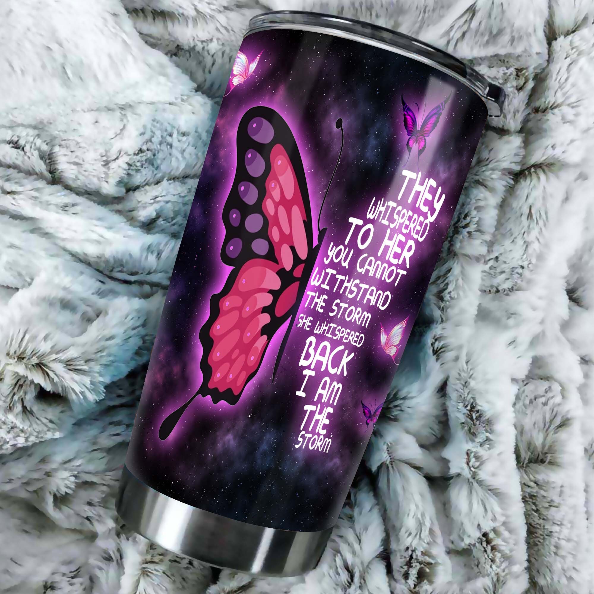 Purple Butterfly Tattoo Girl I Am The Storm Tumbler 20oz