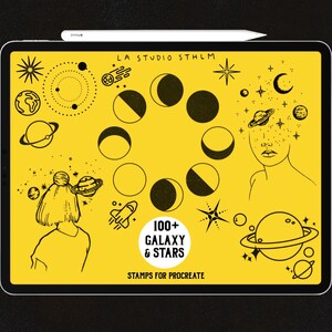 Galaxy & Stars - Procreate Tattoo Stamp Brush Set